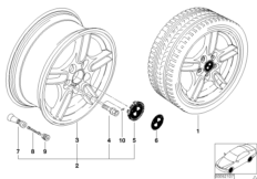 Л/с диск BMW с паралл.спицами M 66 для BMW E39 M5 S62 (схема запасных частей)