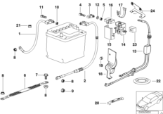 Провод батареи (батарея Зд) для BMW E36 323i M52 (схема запасных частей)