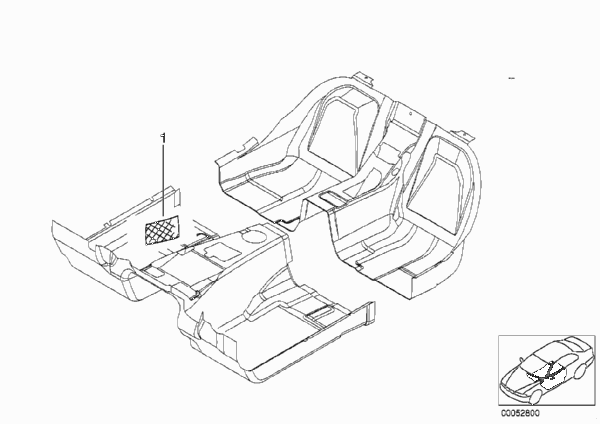 Дооснащение сеткой в пространстве д.ног для BMW Z3 Z3 M3.2 S50 (схема запчастей)