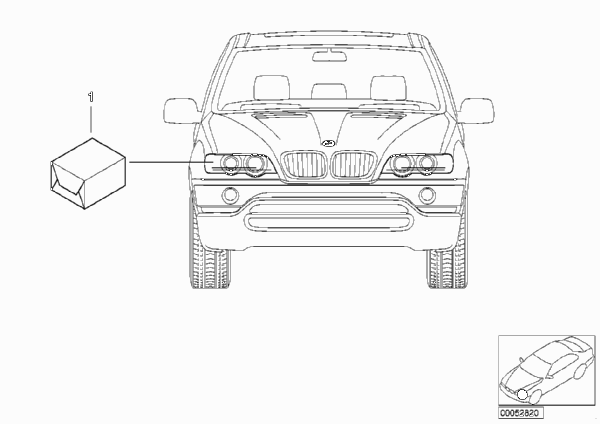 Комплект дооснащения ксеноновой фары для BMW E53 X5 4.4i M62 (схема запчастей)