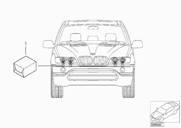Комплект дооснащ.сист.омывателей фар для BMW E53 X5 3.0i M54 (схема запчастей)