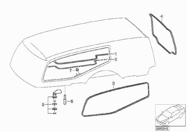 Детали верха, корпус для BMW E46 318i M43 (схема запчастей)
