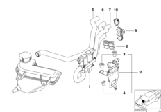Водяные шланги автон.сист.отопления IHKA для BMW E53 X5 4.4i M62 (схема запасных частей)