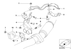 Элементы крепления системы выпуска ОГ для BMW E38 740d M67 (схема запасных частей)