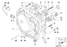 Картер КПП/вспом.оборуд./уплотнители для BMW 89V3 K 1200 LT 99 (0545,0555) 0 (схема запасных частей)