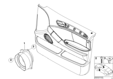 Детали стереосистемы на Пд двери для BMW E53 X5 3.0d M57N (схема запасных частей)