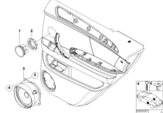 Детали системы HiFi на Зд двери для BMW E53 X5 4.6is M62 (схема запасных частей)