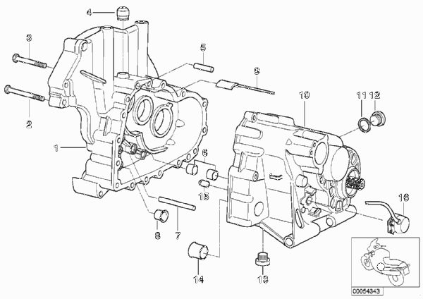 Картер коробки передач/вспом.оборудов. для BMW 59C3 R 1200 C Indep. 00 (0405,0433) 0 (схема запчастей)
