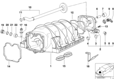 Система впуска для BMW E39 540i M62 (схема запасных частей)