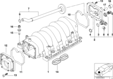 Система впуска для BMW E53 X5 4.4i M62 (схема запасных частей)