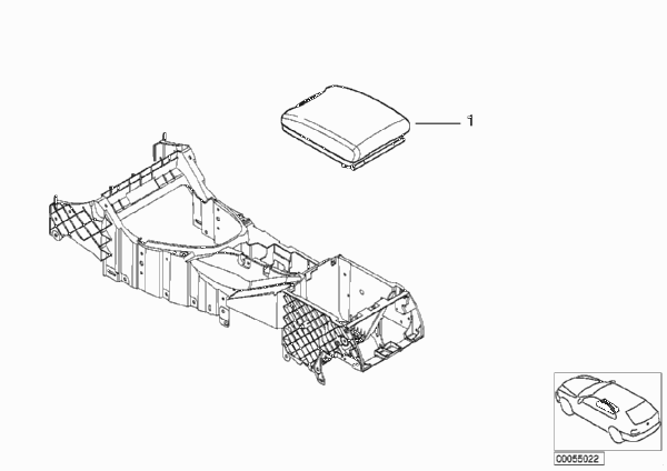 Дооснащение подлокотником Пд для BMW E53 X5 4.6is M62 (схема запчастей)