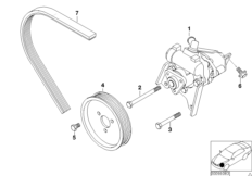 Насос гидроусилителя рулевого управления для BMW E46 325xi M54 (схема запасных частей)