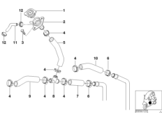 Термостат/шланги радиатора для BMW C1N C1 (0191) 0 (схема запасных частей)