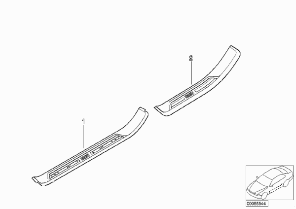 Дооснащение накладкой порога в M-стиле для BMW E39 525i M54 (схема запчастей)