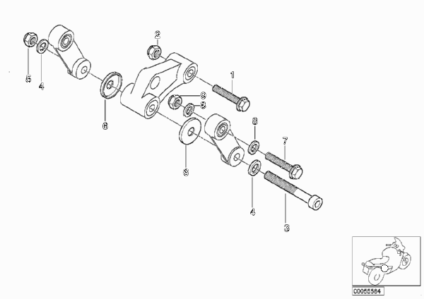 Крепление направляющих элементов подвес. для BMW R131 G 650 GS 09 (0180) 0 (схема запчастей)