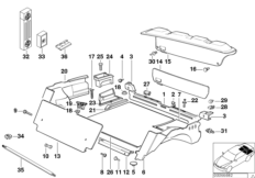 Обшивка багажного отделения для BMW E36 316i M43 (схема запасных частей)