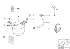 Бачок осушителя/пневмоперекл./мел.детали для BMW Z3 Z3 2.0 M52 (схема запасных частей)