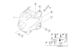 Облицовка верхняя часть "Rt" для MOTO 259T R 1100 RT 96 (0413,0418) 0 (схема запасных частей)
