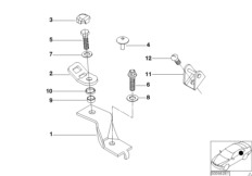 Кронштейн крепления детского сиденья для BMW E46 325i M54 (схема запасных частей)