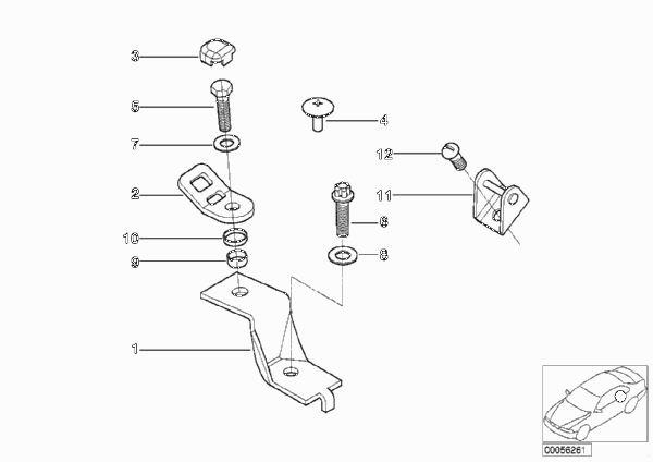 Кронштейн крепления детского сиденья для BMW E46 M3 S54 (схема запчастей)