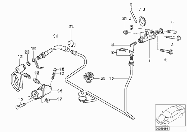 Привод управления сцеплением для BMW E52 Z8 S62 (схема запчастей)