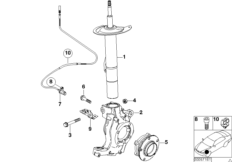 Ам.стойка Пд/повор.опора/подш.ст.колеса для BMW E52 Z8 S62 (схема запасных частей)