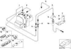 Трубопровод тормозного привода Зд с DSC для BMW E52 Z8 S62 (схема запасных частей)