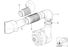 Система охлаждения генератора для BMW E34 535i M30 (схема запасных частей)