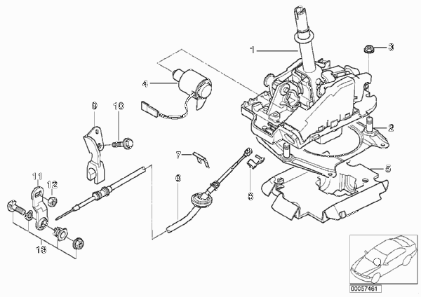 Перекл.КПП стептроник привод на все кол. для BMW E46 330xd M57 (схема запчастей)