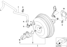 Вакуумный усилитель тормозов для BMW E52 Z8 S62 (схема запасных частей)