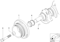 Демпфер крут.колебаний ременного прив. для BMW E85 Z4 3.0i M54 (схема запасных частей)