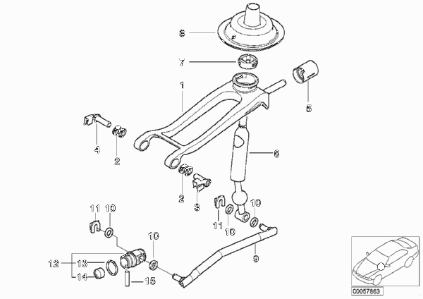 Механизм перекл.передач МКПП/полноприв. для BMW E46 330xd M57N (схема запчастей)