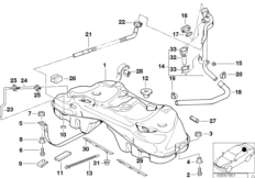 Топливный бак металлический для BMW E38 L7 M73 (схема запасных частей)