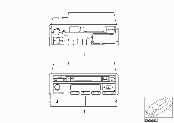 Радиоприемник BMW Reverse RDS для BMW Z3 Z3 2.8 M52 (схема запчастей)