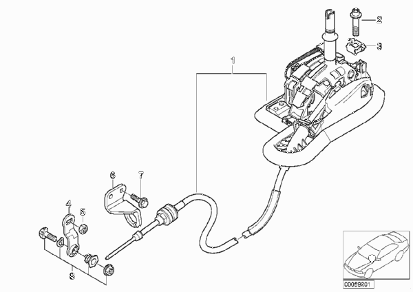 Механизм ПП стептроник АКПП для BMW E38 750i M73N (схема запчастей)