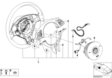 Многофункц.спортив.рулевое колесо с НПБ для BMW E53 X5 4.6is M62 (схема запасных частей)