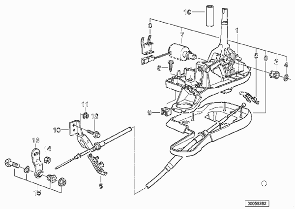 Механизм ПП с Interlock АКПП для BMW E46 318i M43 (схема запчастей)