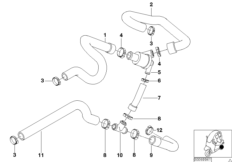 Термостат/шланги радиатора для BMW C1N C1 (0191) 0 (схема запасных частей)
