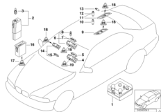 Различн.освет.прборы/коробка запасн.ламп для BMW E39 530i M54 (схема запасных частей)