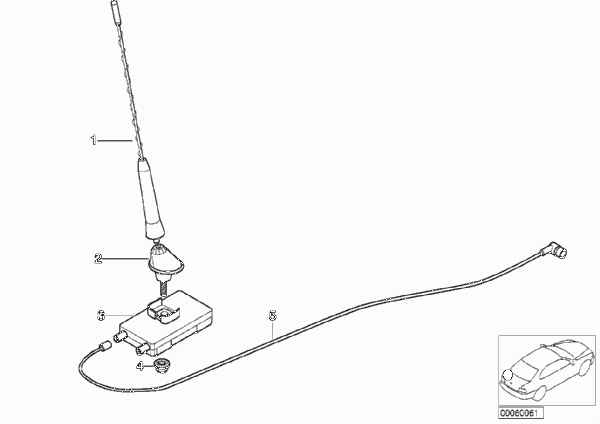 Антенна радиоприемника для BMW E46 330Cd M57N (схема запчастей)