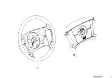 Обод рулевого колеса дерево-кожа для BMW E46 318i N42 (схема запасных частей)