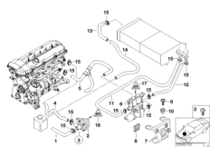 Шланги насос-клапан/ автом.сист.кондиц. для BMW E39 523i M52 (схема запасных частей)