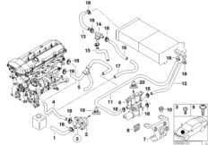 Шланги насос-клапан/ автом.сист.кондиц. для BMW E39 523i M52 (схема запасных частей)