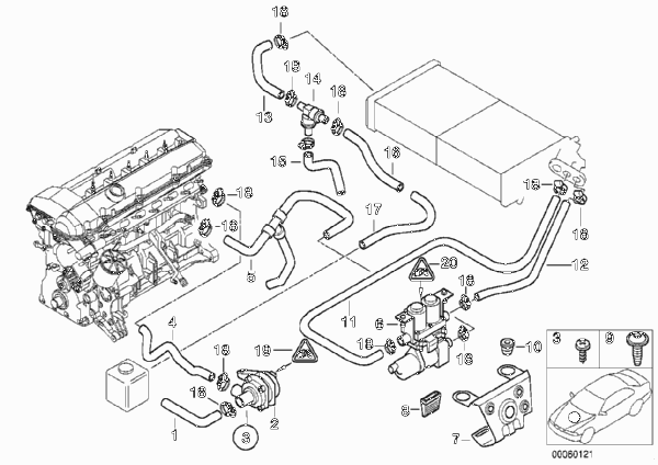 Шланги насос-клапан/ автом.сист.кондиц. для BMW E39 520i M54 (схема запчастей)