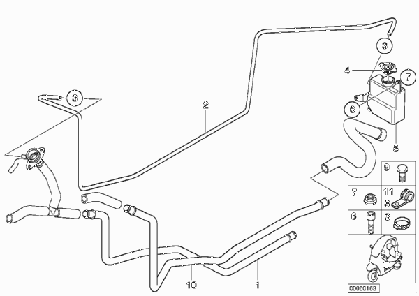Патрубок системы охлаждения/бачок для BMW C1N C1 200 (0192) 0 (схема запчастей)