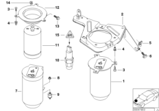 Бачок осушителя для BMW E39 525i M54 (схема запасных частей)