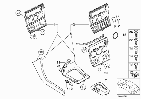 накладка отделения для мелких вещей для BMW Z3 Z3 1.9 M43 (схема запчастей)