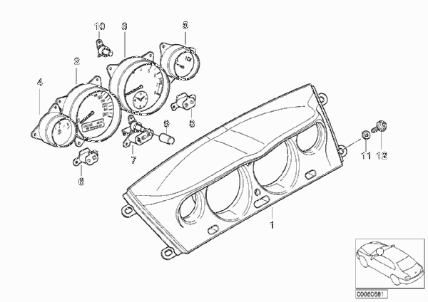 комбинация приборов для BMW E52 Z8 S62 (схема запчастей)