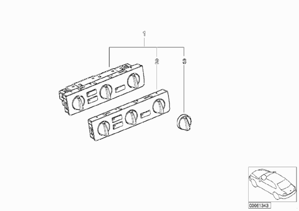 Панель управления кондиционера для BMW E46 325Ci M54 (схема запчастей)