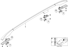 Декоративная планка крыши/леер для BMW E53 X5 4.4i M62 (схема запасных частей)